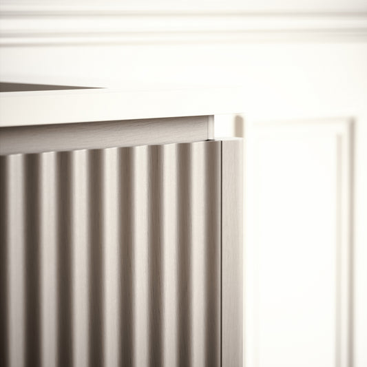 Eclat Velvet Beige Wood Grain Vanity Unit 800mm