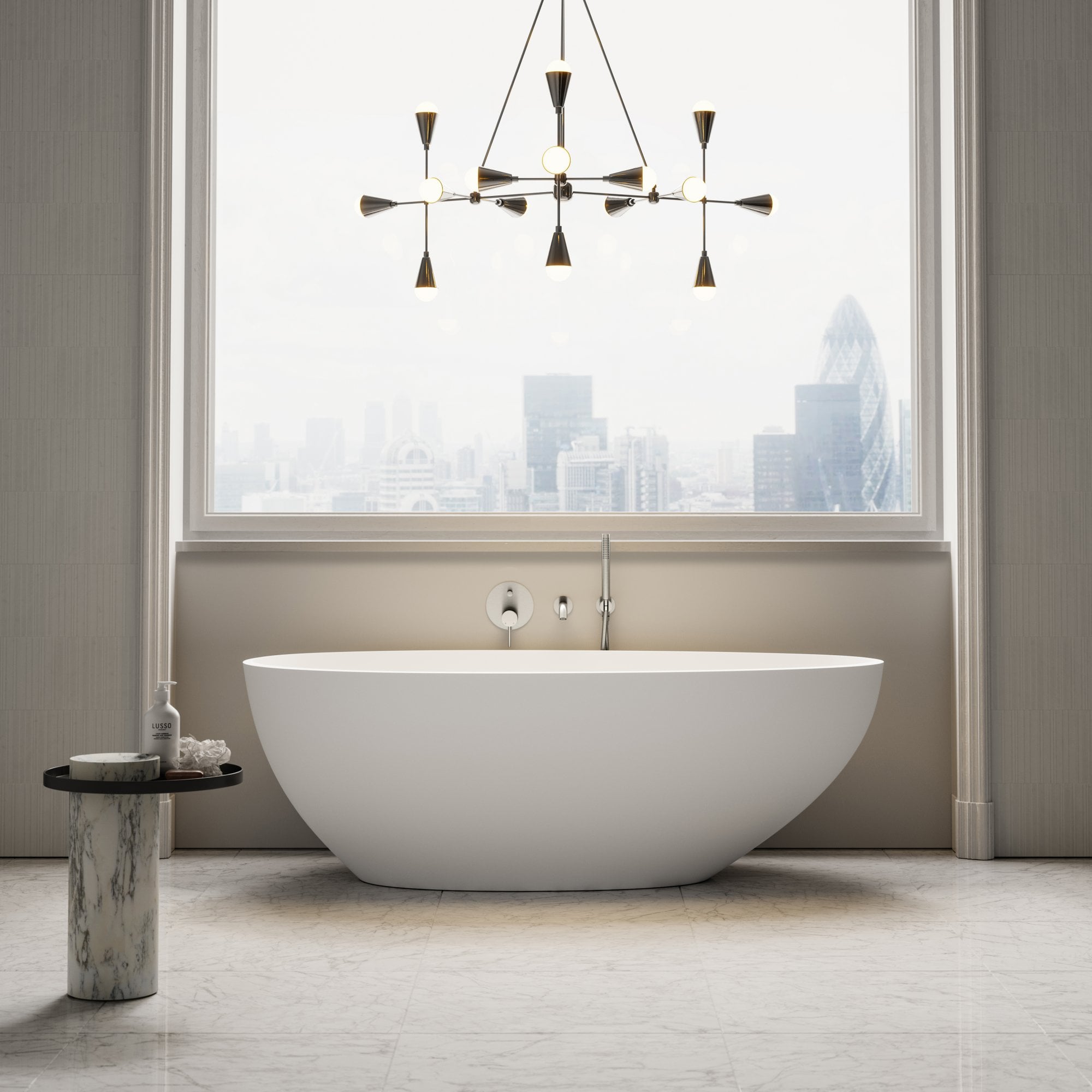 Plastic Shell Bath Egg Shell Freestanding Stone Resin Bath 1700mm - LUSSO