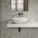 Egg Shell Stone Basin 600mm & Stone Wall Hung Countertop Basin Shelf Set