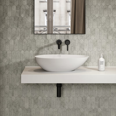 Egg Shell Stone Basin 600mm & Stone Wall Hung Countertop Basin Shelf Set