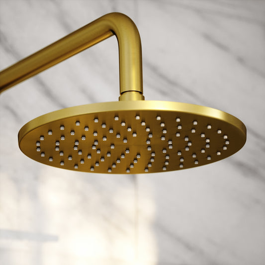 Elegance Brushed Gold Exposed Thermostatic Bar Shower with Riser