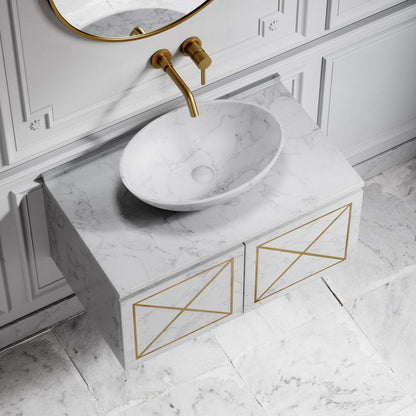 Elegance Carrara Marble Countertop Basin 500mm