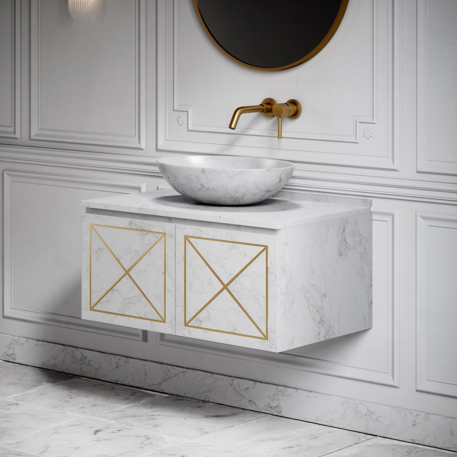 Elegance Carrara Marble Countertop Basin 500mm