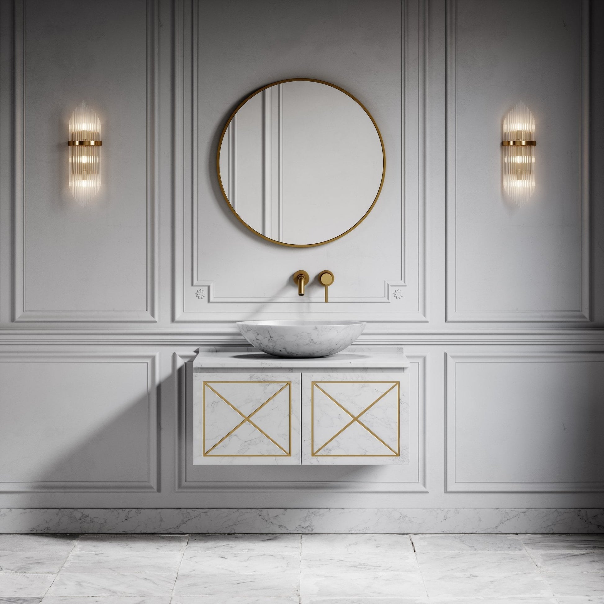 Elegance Carrara Marble Countertop Basin 500mm