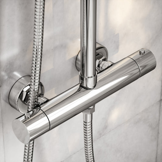 Elegance Chrome Exposed Thermostatic Bar Shower with Riser