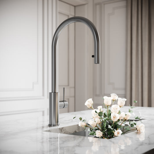 Elegance Pull Out Kitchen Mixer Tap Brushed Stainless