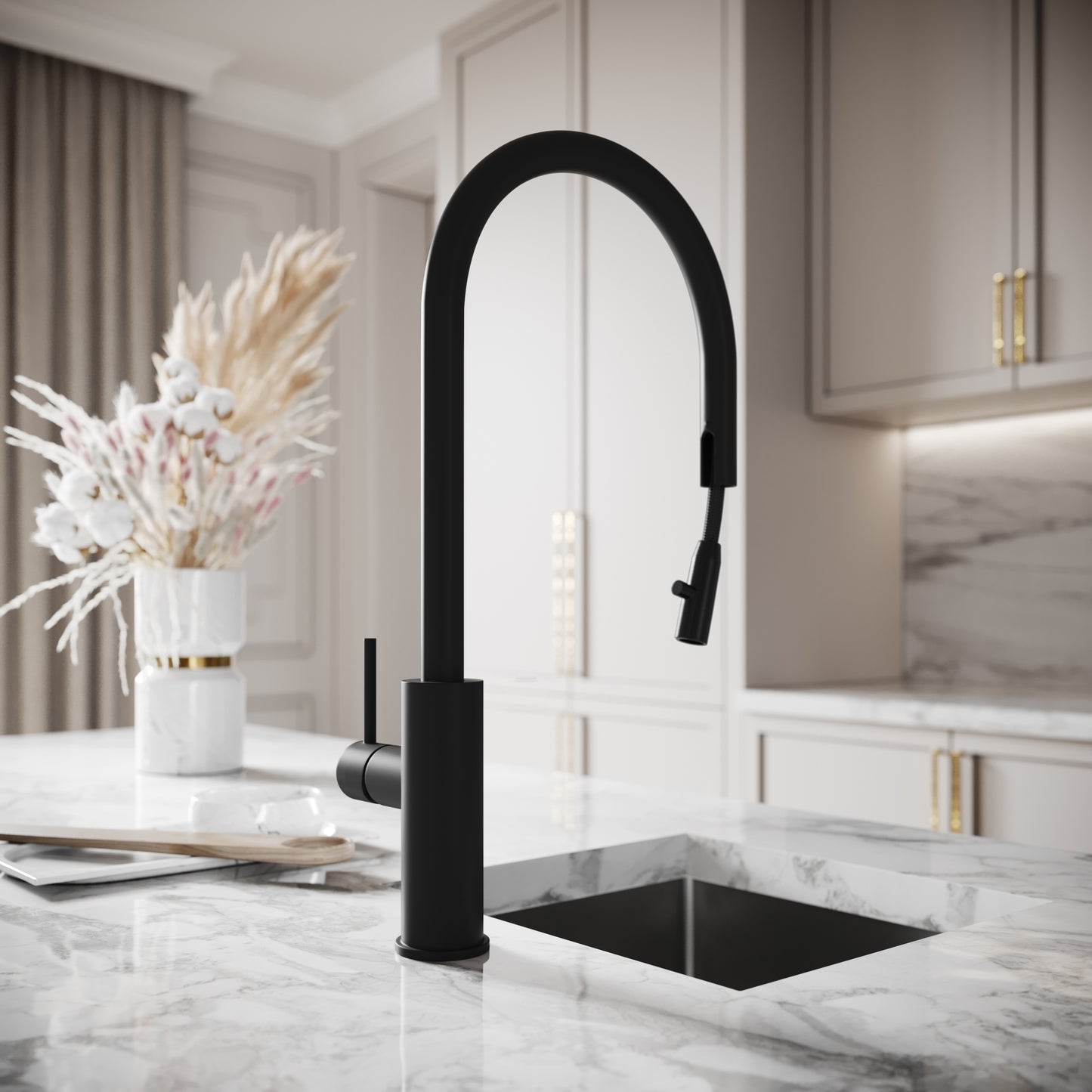 Elegance Pull Out Kitchen Mixer Tap Matte Black