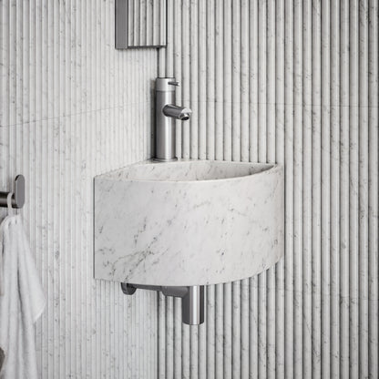 Elegant Carrara Marble Micro Corner Basin 300mm