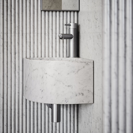 Elegant Carrara Marble Micro Corner Basin 300mm