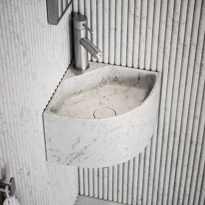 Elegant Carrara Marble Micro Corner Basin 300mm