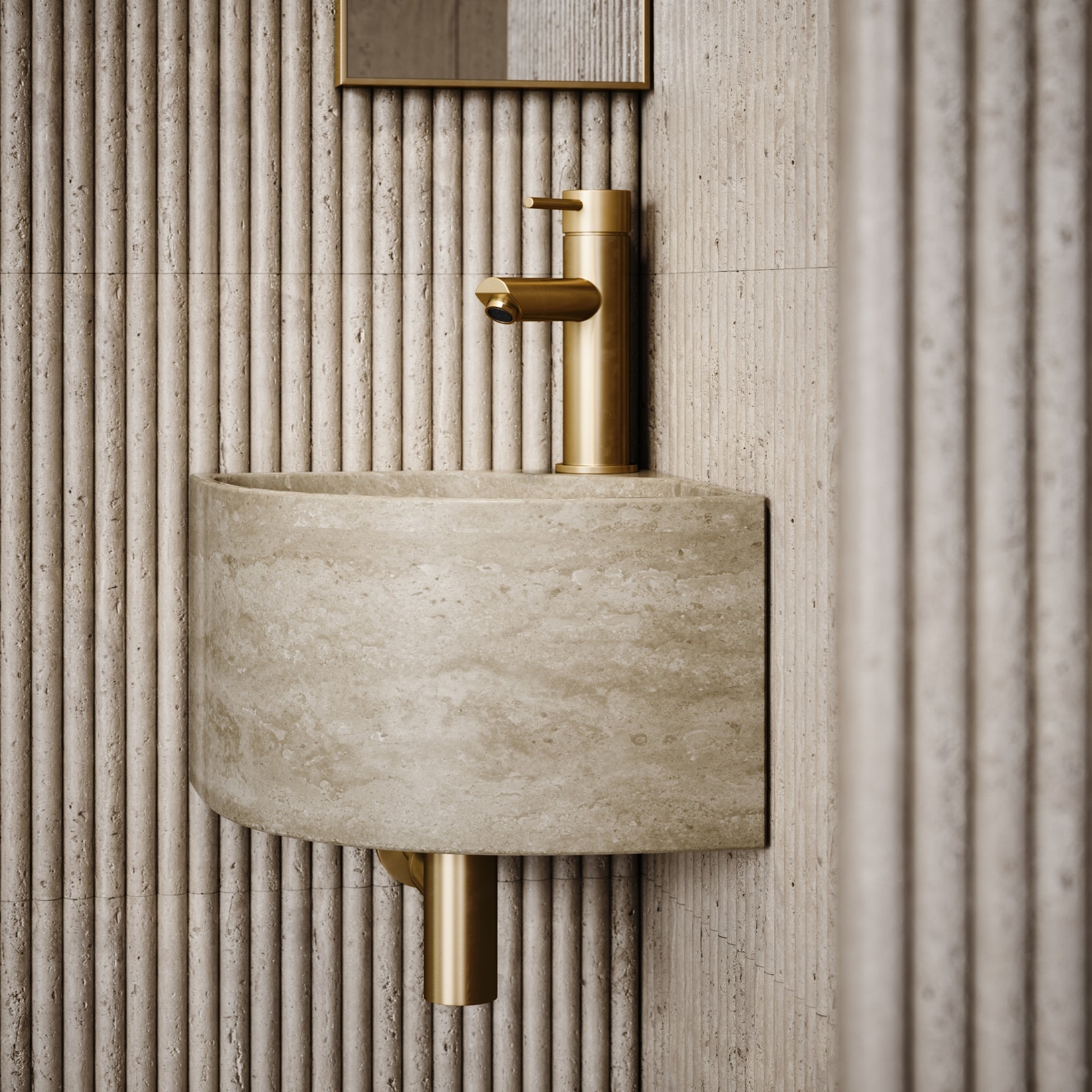 Elegant Travertine Stone Micro Corner Basin 300mm