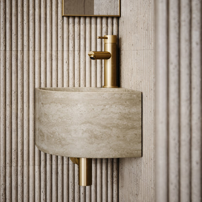 Elegant Travertine Stone Micro Corner Basin 300mm