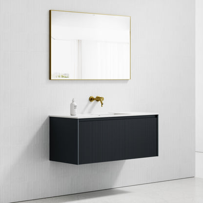 Eleganza Fluted Vanity Unit with Stone Basin (Matte Blue 1200mm)