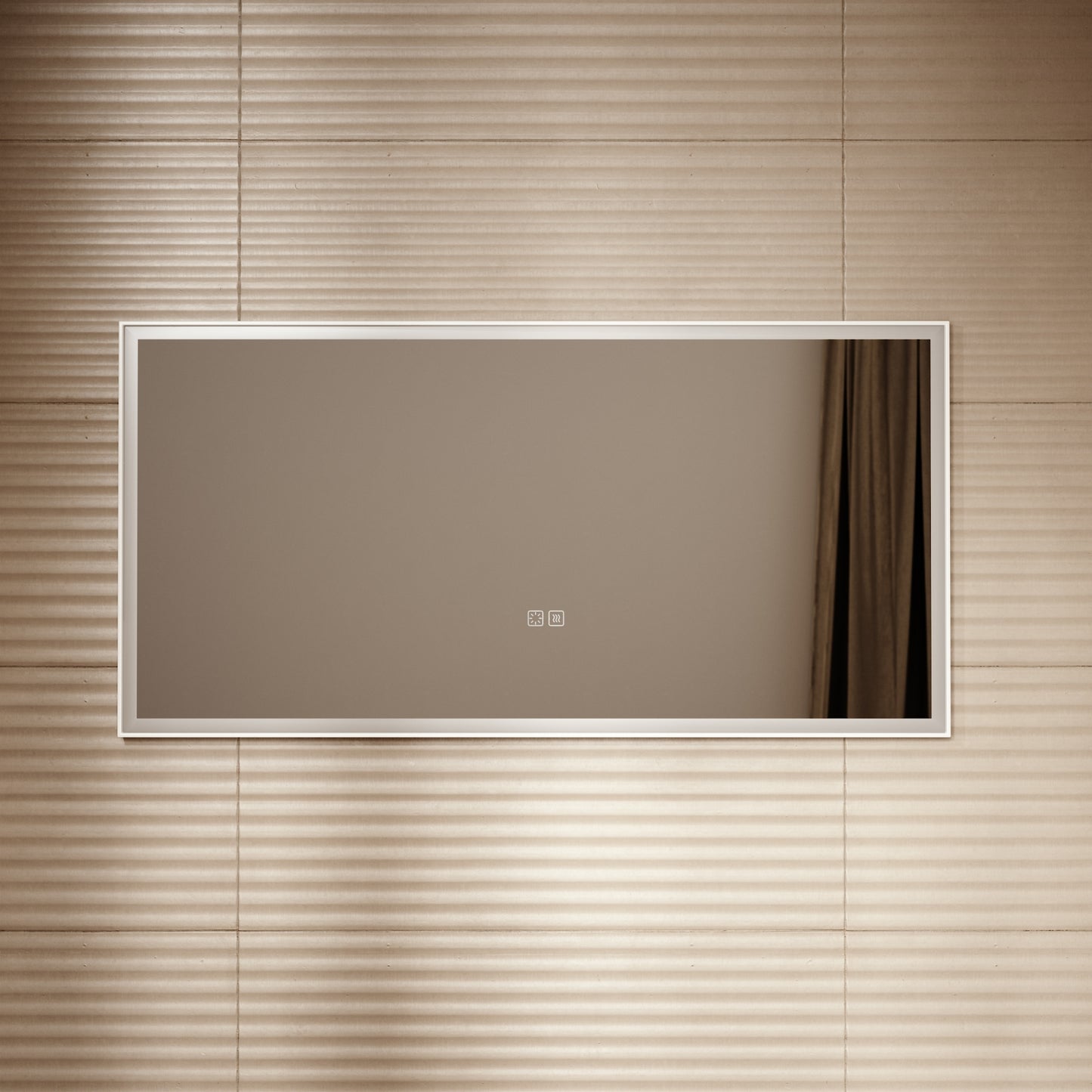 Elixir Matte White LED Demister Stone Mirror 1200mm