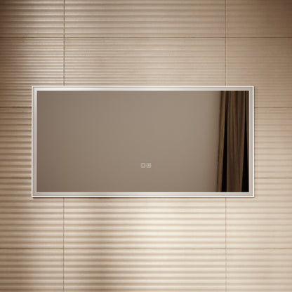 Elixir Matte White LED Demister Stone Mirror 1200mm