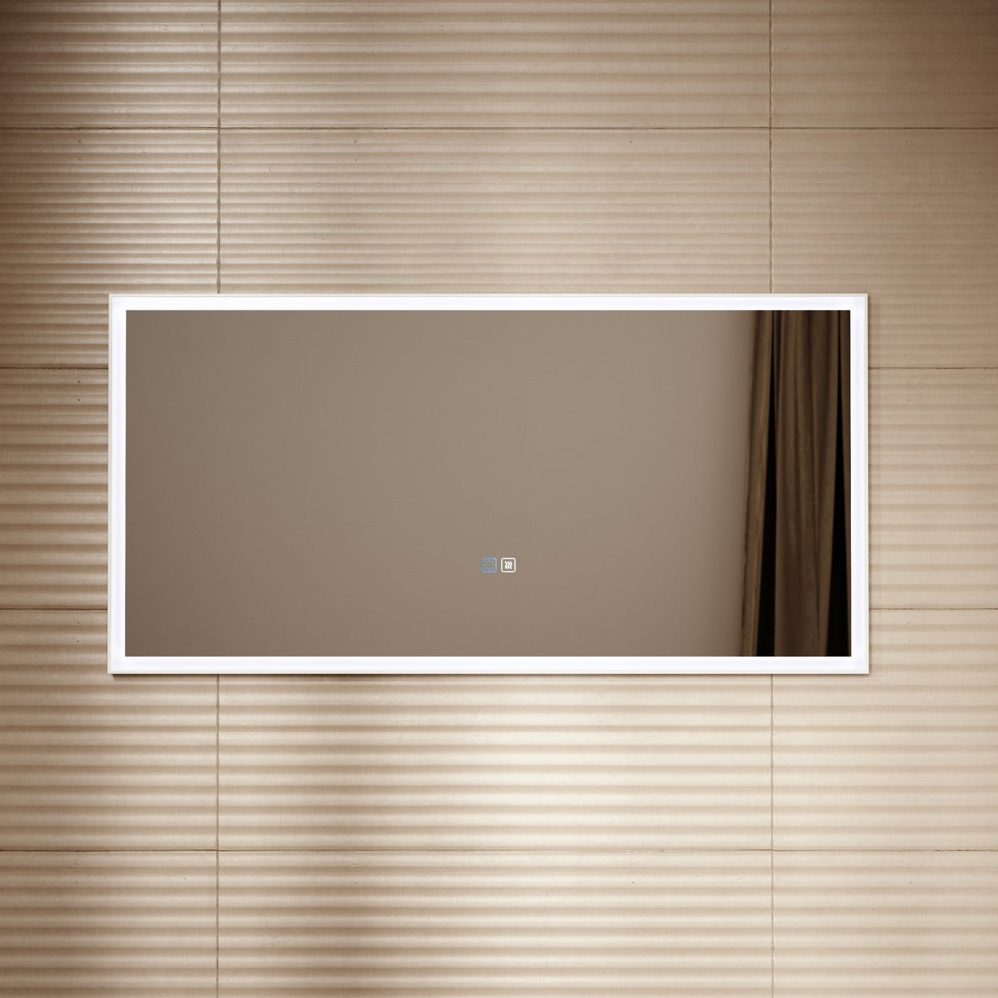 Elixir Matte White LED Demister Stone Mirror 1200mm