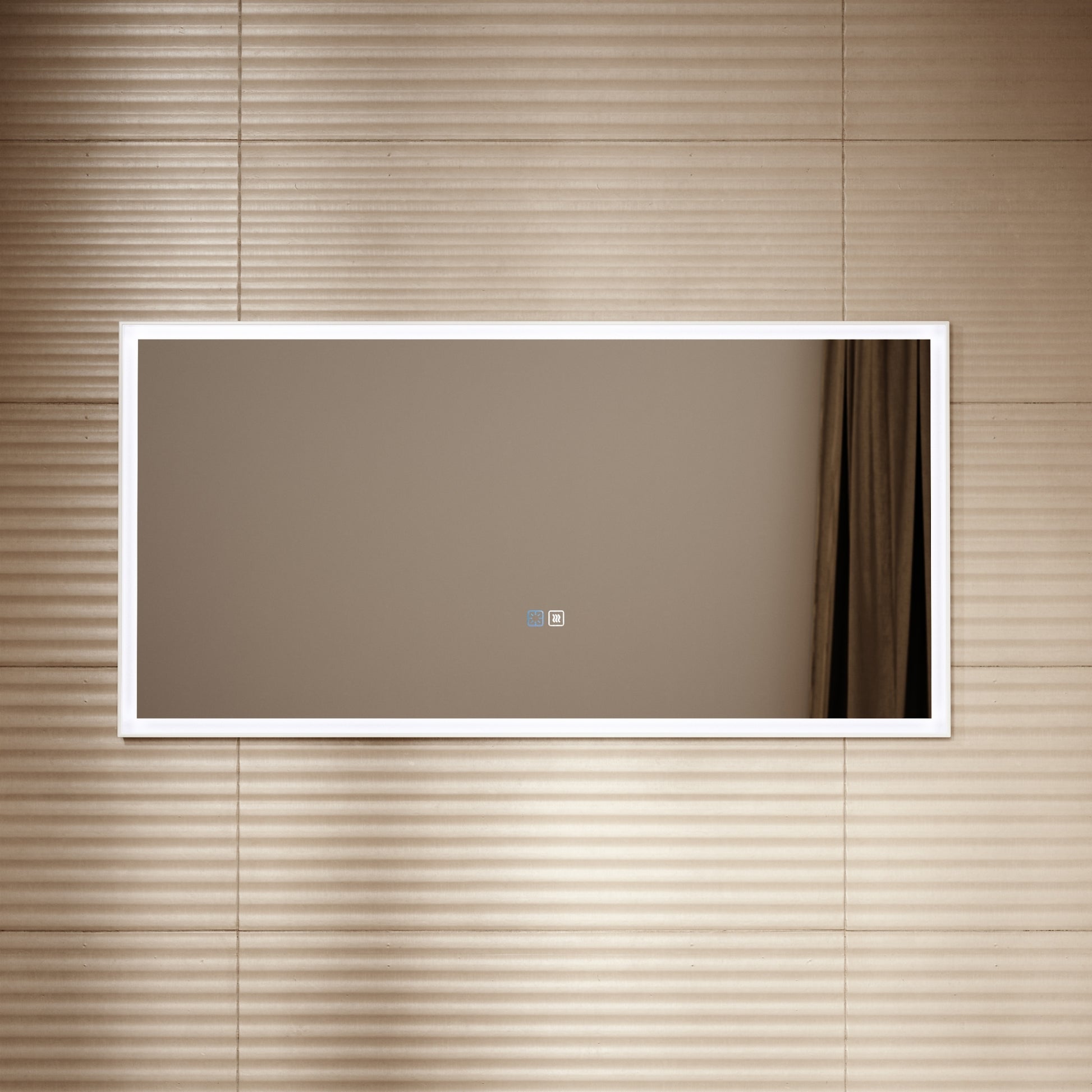 Elixir Matte White LED Demister Stone Mirror 1200mm