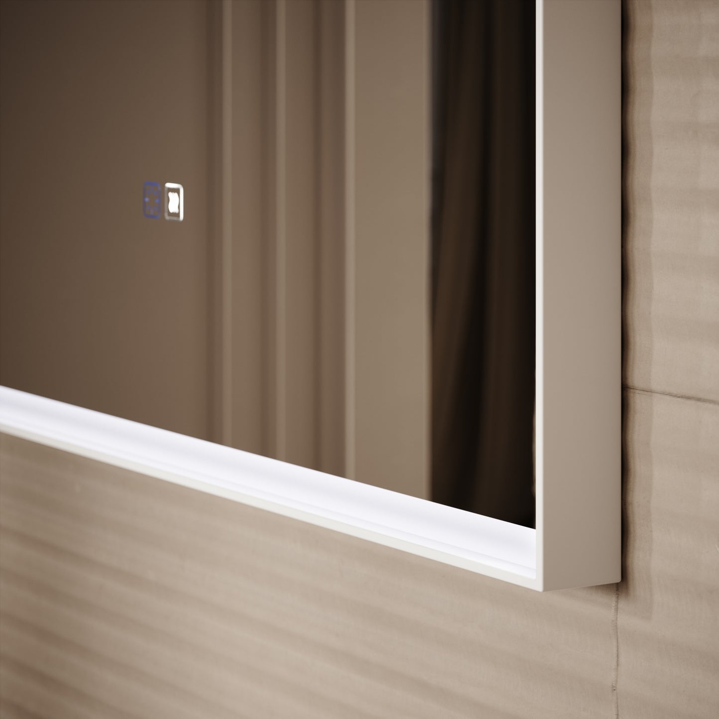 Elixir Matte White LED Demister Stone Mirror 1200mm