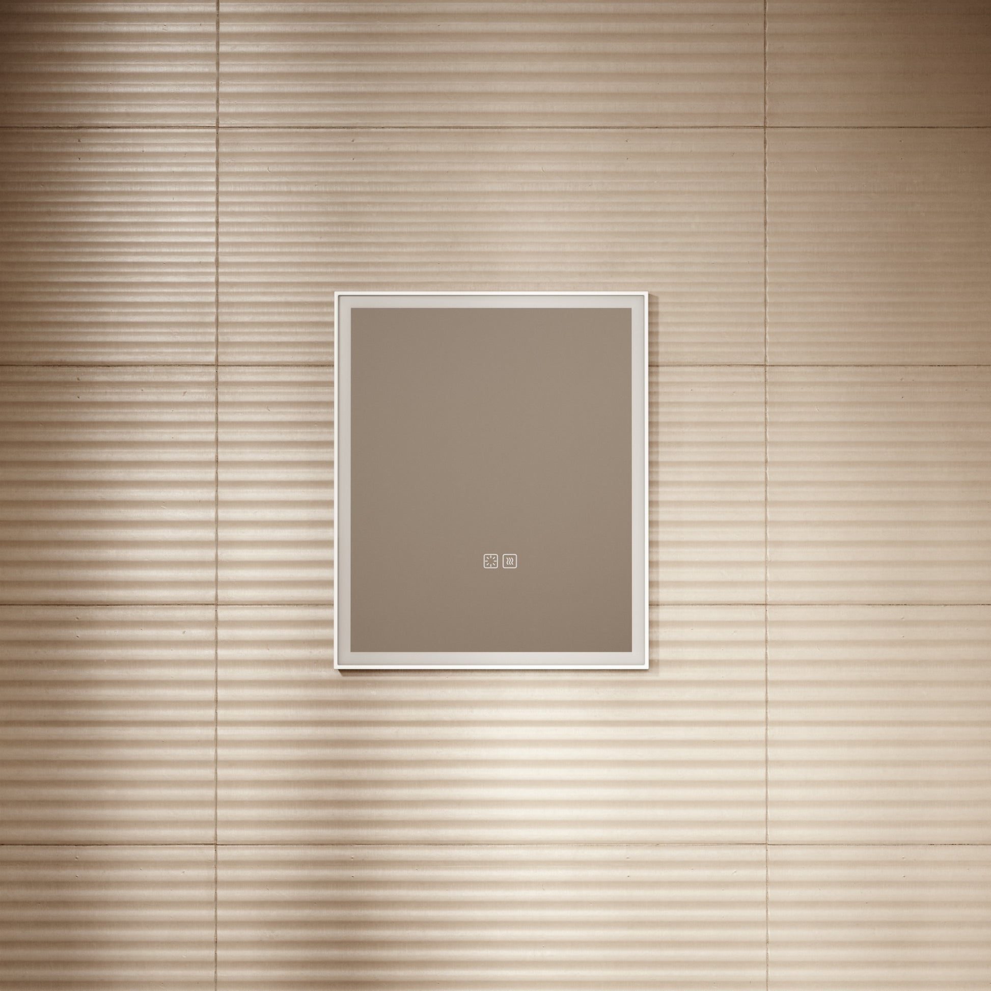 Elixir Matte White LED Demister Stone Mirror 500mm