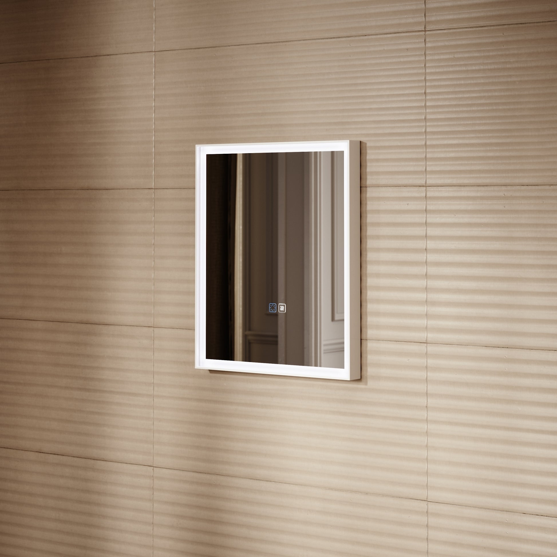 Elixir Matte White LED Demister Stone Mirror 500mm