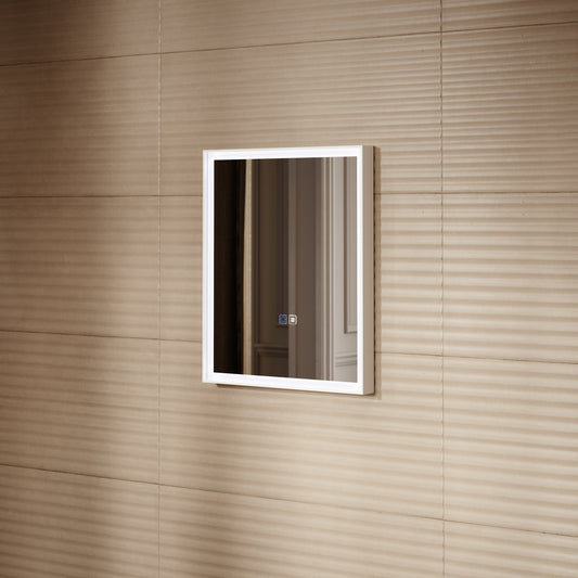 Elixir Matte White LED Demister Stone Mirror 500mm