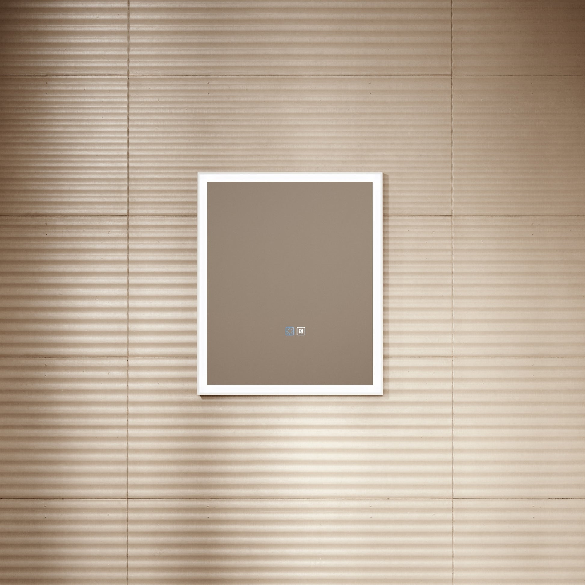 Elixir Matte White LED Demister Stone Mirror 500mm