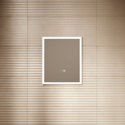 Elixir Matte White LED Demister Stone Mirror 500mm
