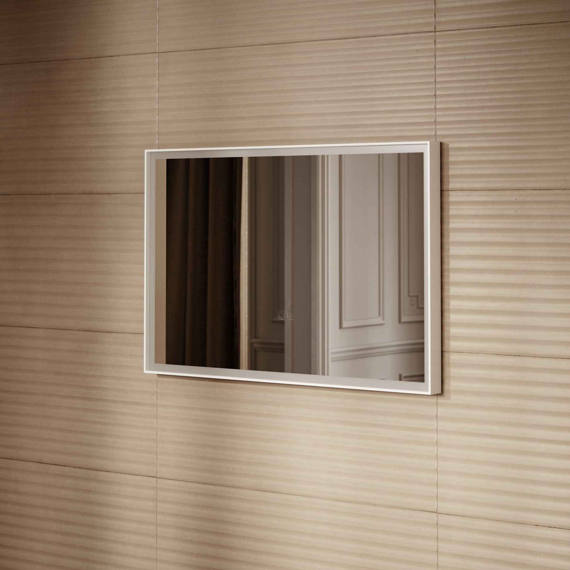 Elixir Matte White LED Demister Stone Mirror 900mm