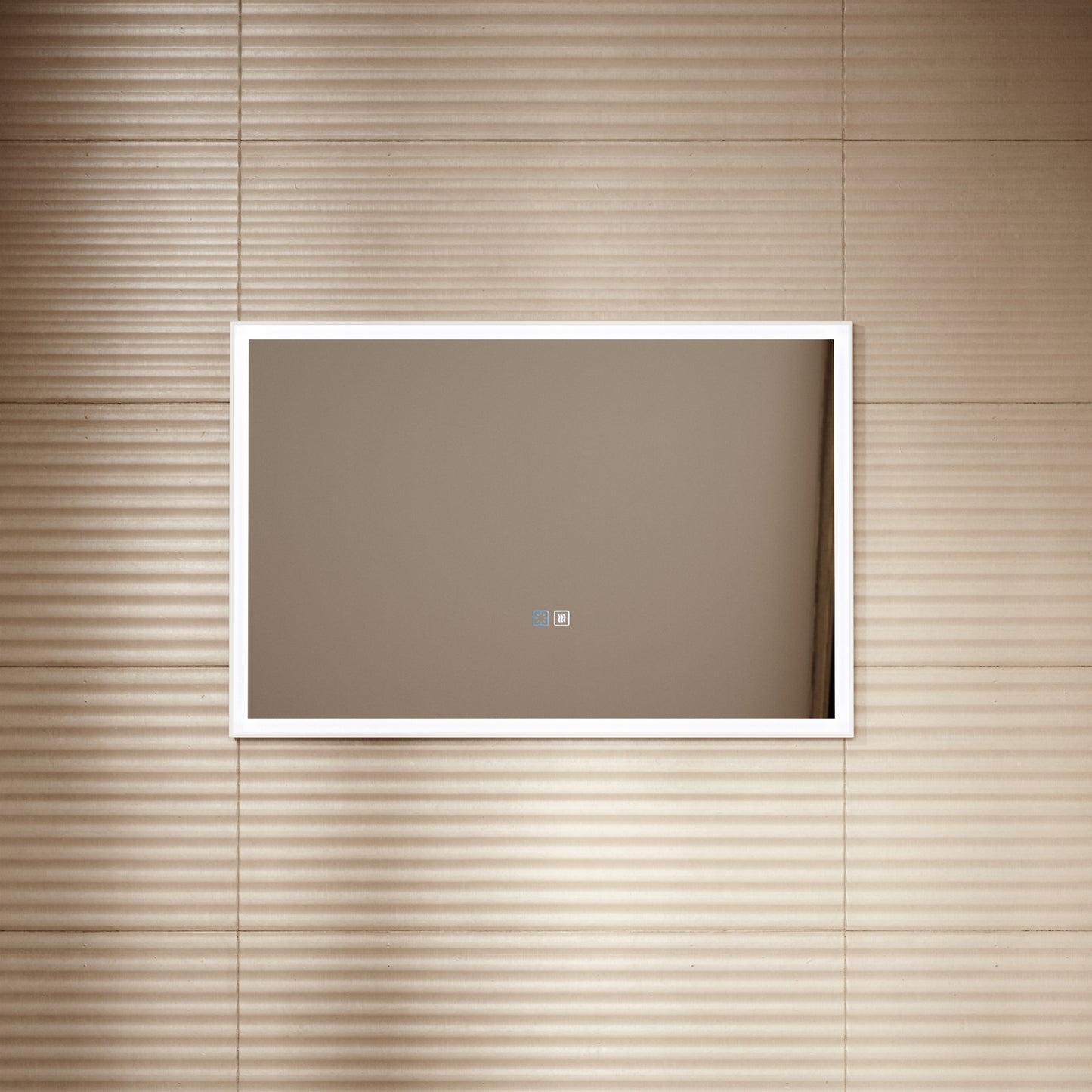 Elixir Matte White LED Demister Stone Mirror 900mm