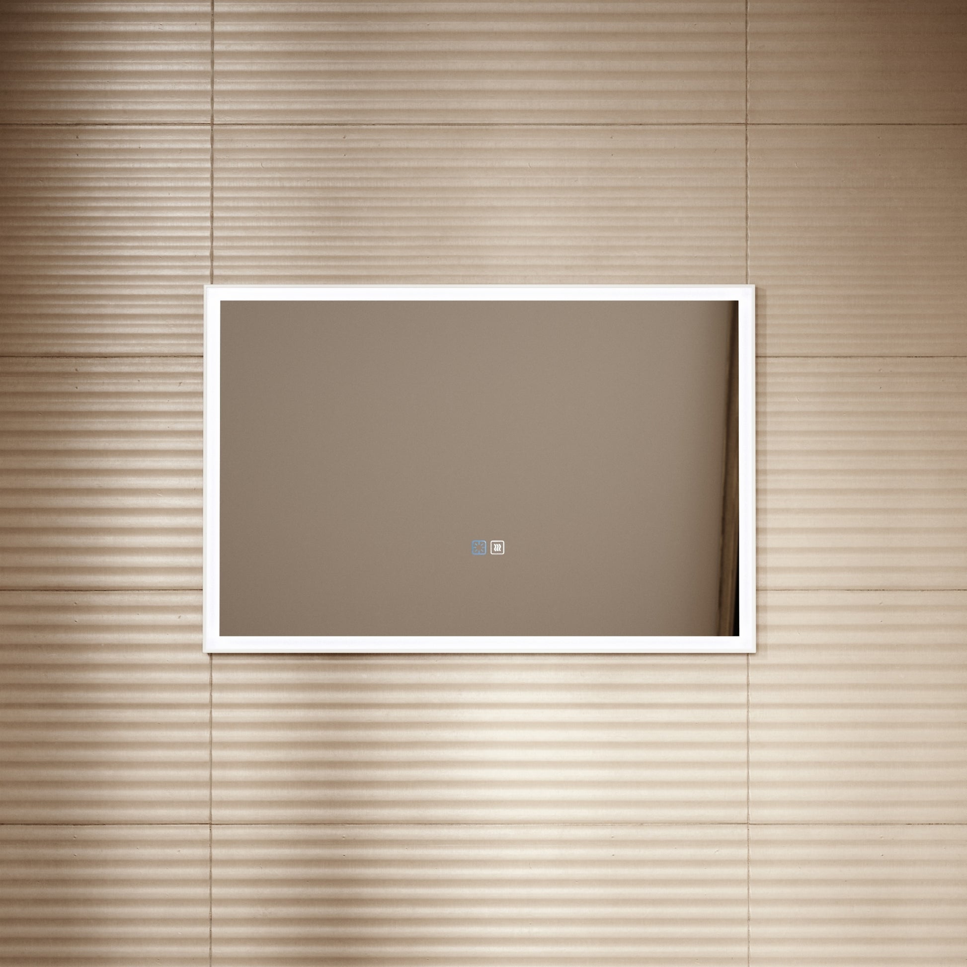 Elixir Matte White LED Demister Stone Mirror 900mm