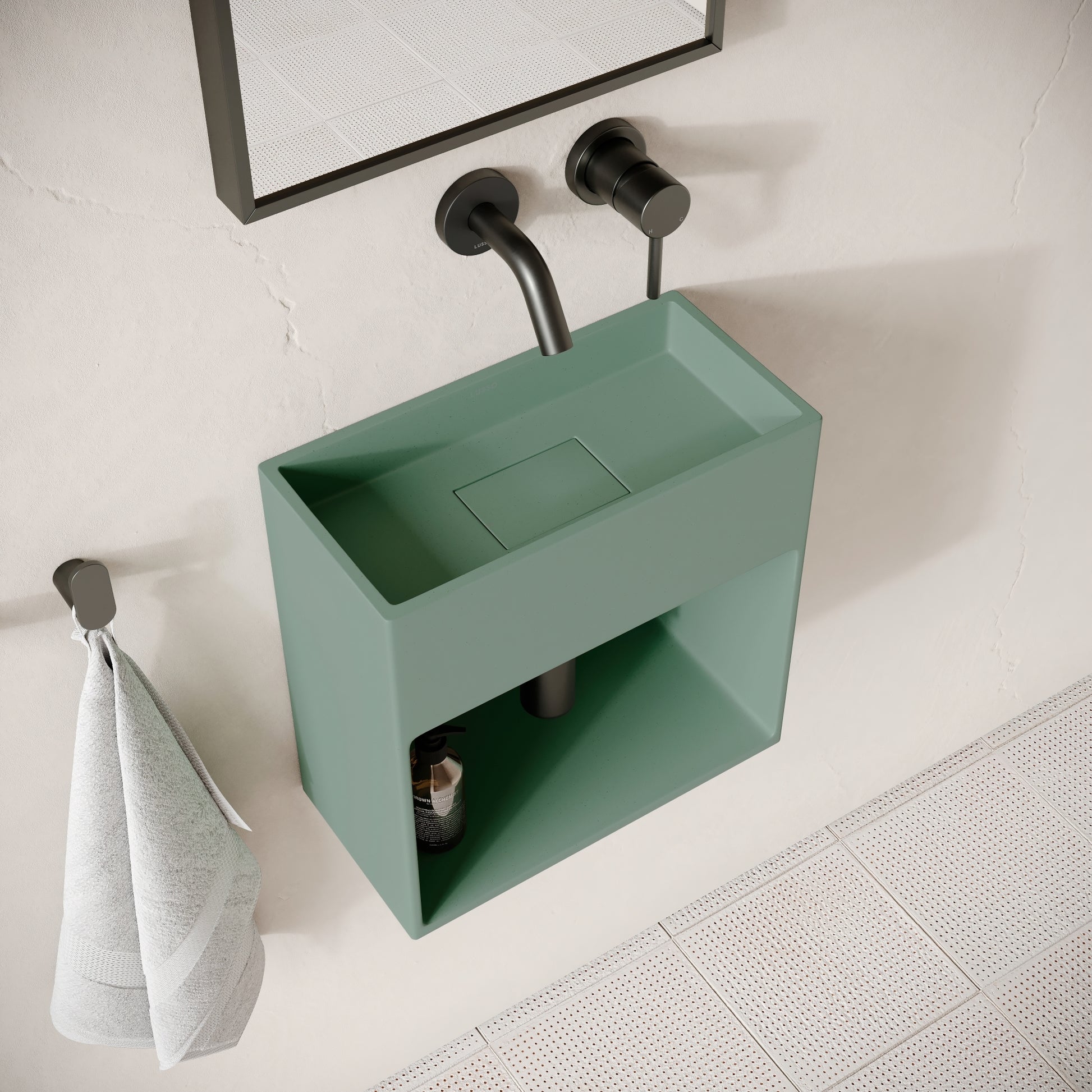 Esposa Seafoam Concrete Wall Hung Basin 400mm