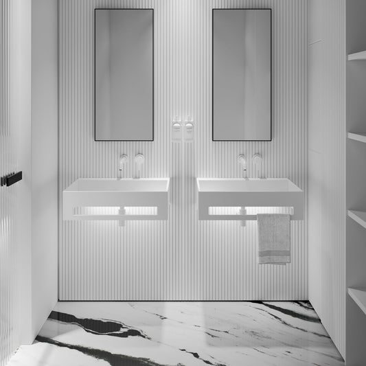 Ethos Flow Wall Hung Stone Basin 600mm