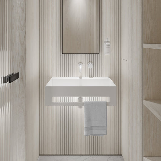 Ethos Flow Wall Hung Stone Basin 600mm