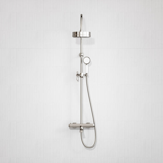 Eton Polished Nickel 3-way Thermostatic Bath Shower System