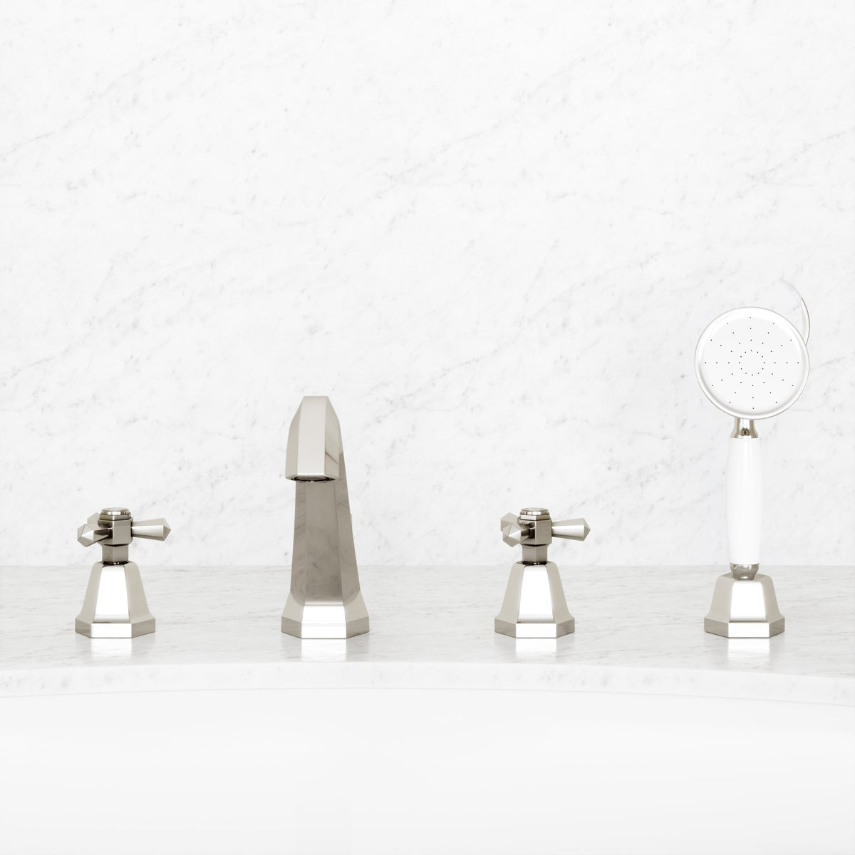 Eton Polished Nickel Deck Mounted Bath Shower Tap