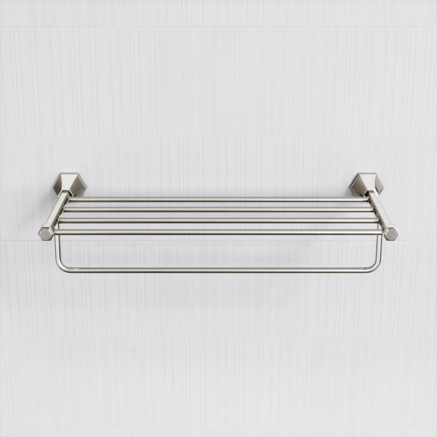 Eton Polished Nickel Towel Shelf With Rail 600mm