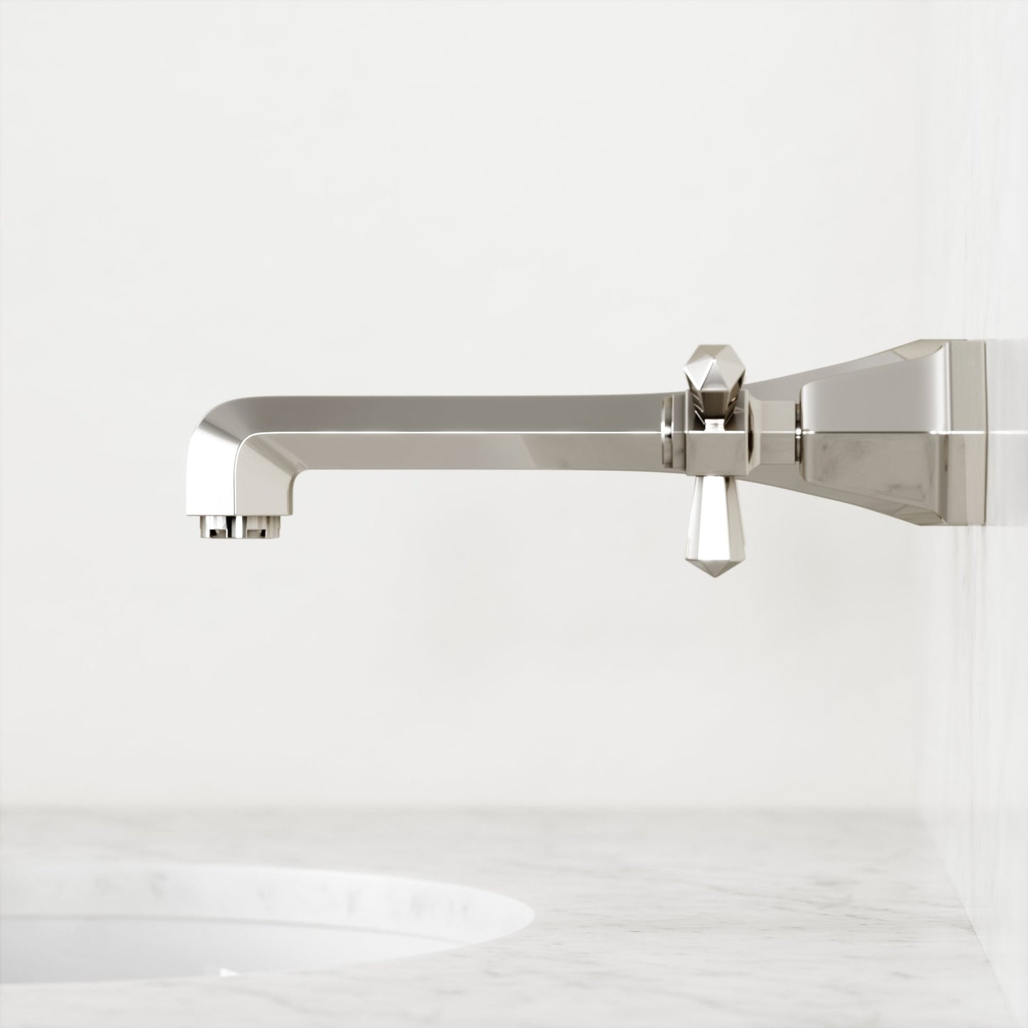 Eton Polished Nickel Wall Mounted Basin Mixer Tap