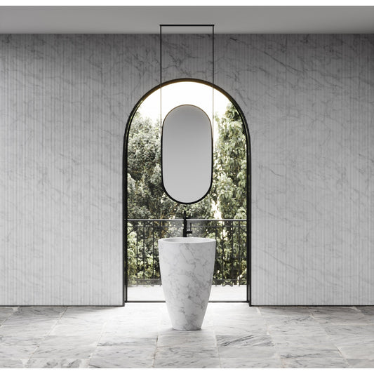Fiori Carrara Marble Pedestal Basin 560mm