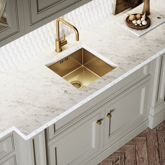 Flow Single Lever Kitchen Mixer Tap Brushed Gold