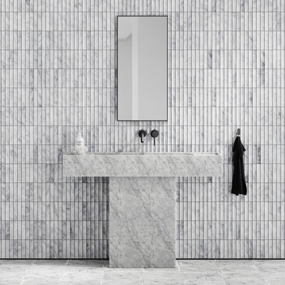 Genova Concave Carrara Marble Mosaic Wall Tile
