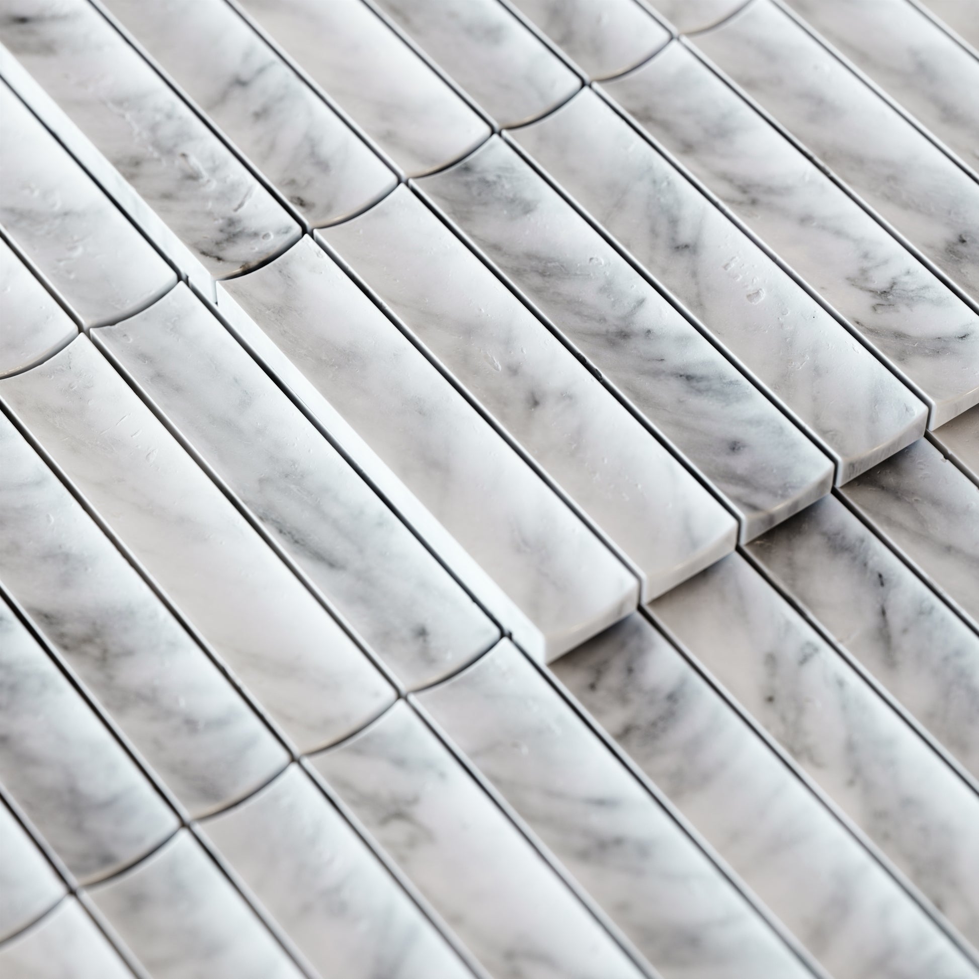 Genova Concave Carrara Marble Mosaic Wall Tile