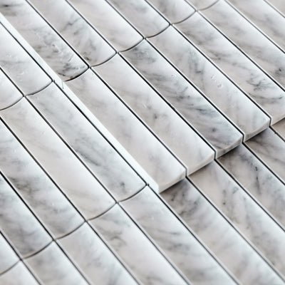 Genova Concave Carrara Marble Mosaic Wall Tile