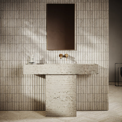 Genova Concave Travertine Stone Mosaic Wall Tile