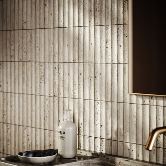 Genova Concave Travertine Stone Mosaic Wall Tile