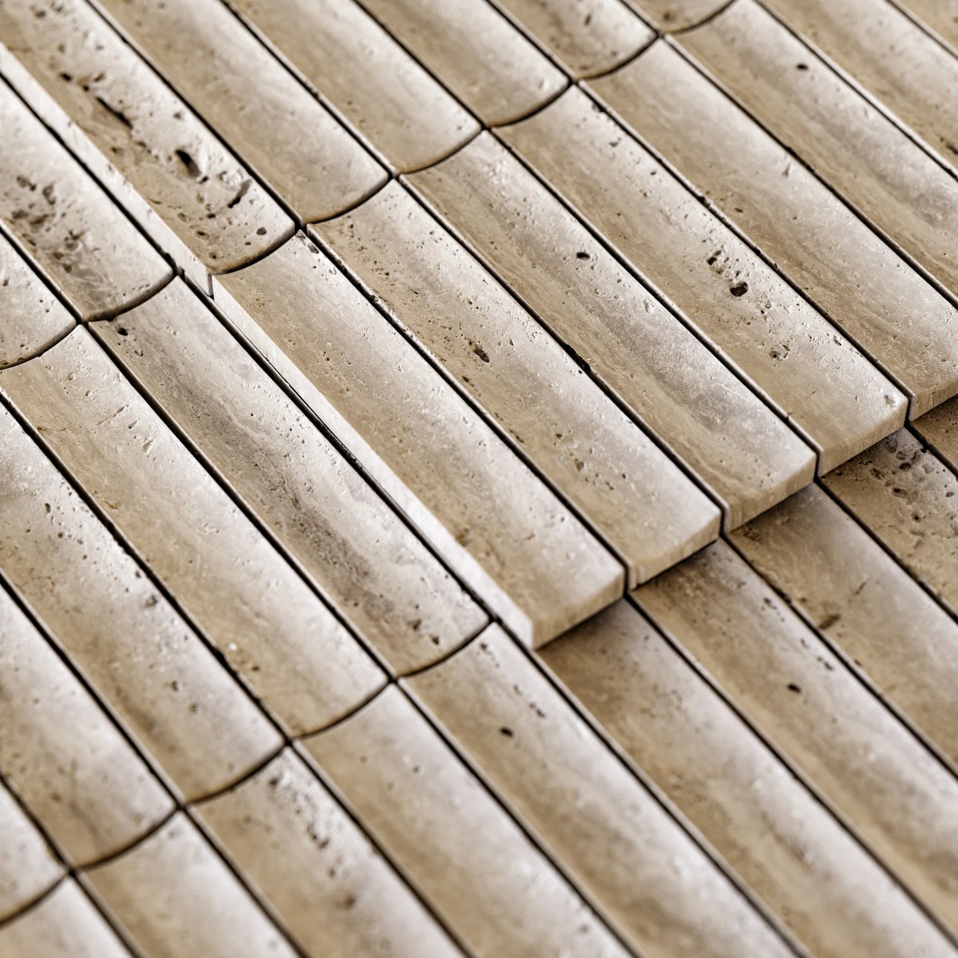 Genova Concave Travertine Stone Mosaic Wall Sample