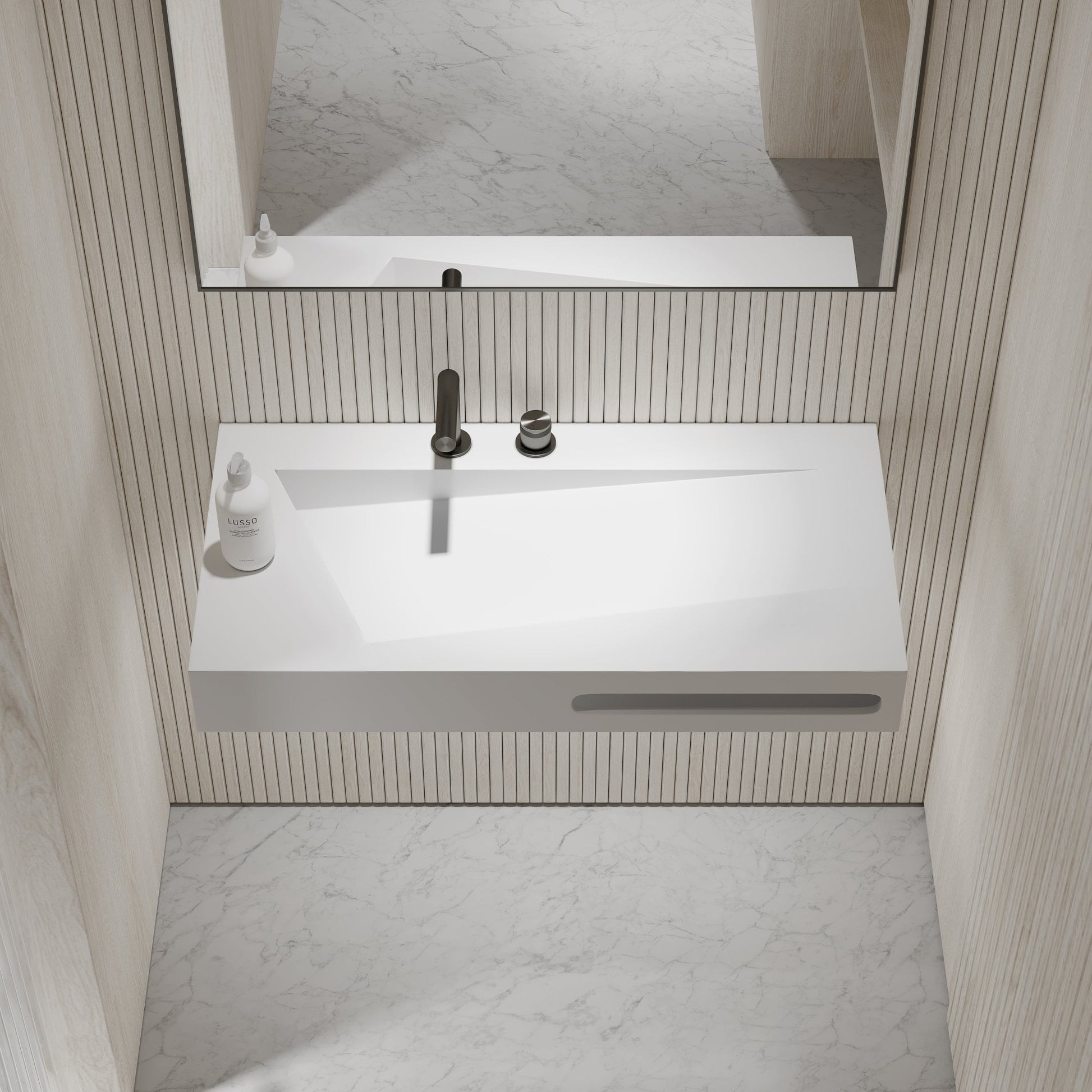 Geo Wall Hung Stone Basin 900mm