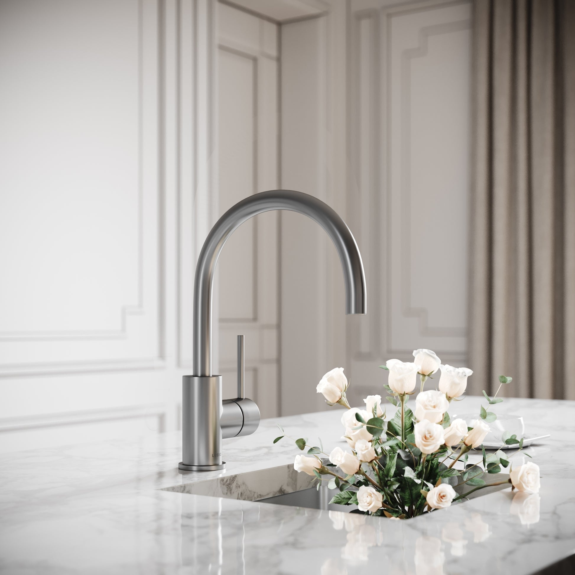 Giro Brushed Stainless Single Lever Kitchen Mixer Tap