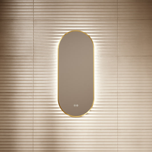 Glamora Brushed Gold Mirror With Natural White LED light and Demister 380mm