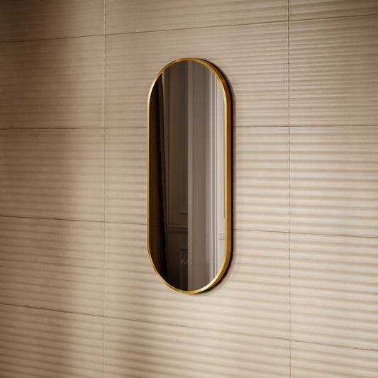Glamora Brushed Gold Mirror With Natural White LED light and Demister 380mm