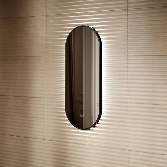 Glamora Matte Black Mirror With Natural White LED light and Demister 380mm